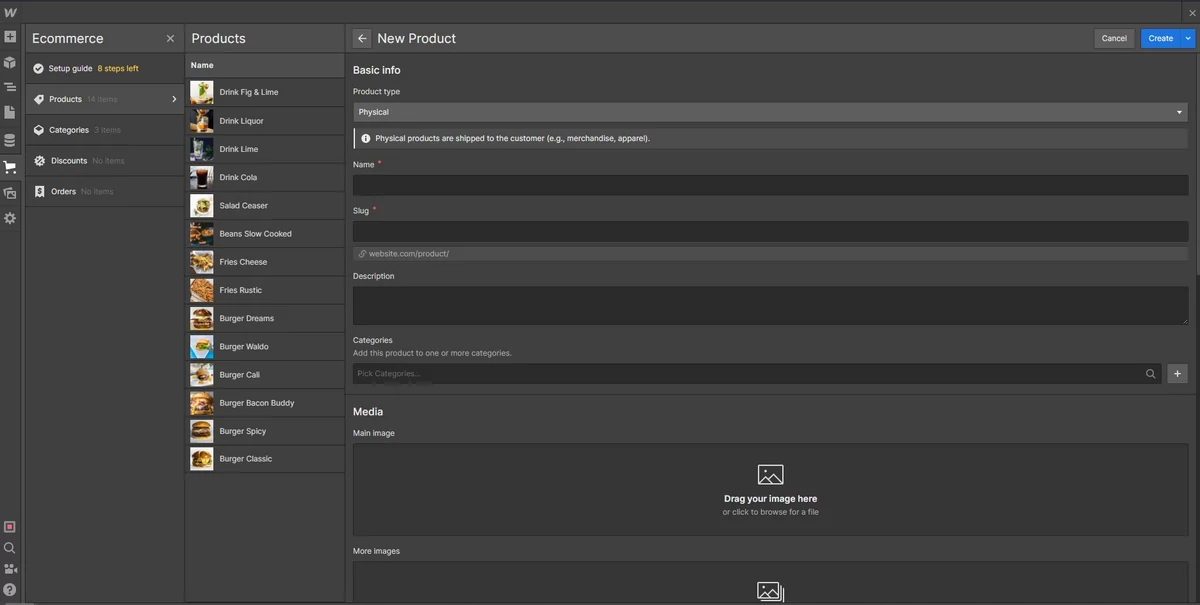 Webflow produit © Webflow