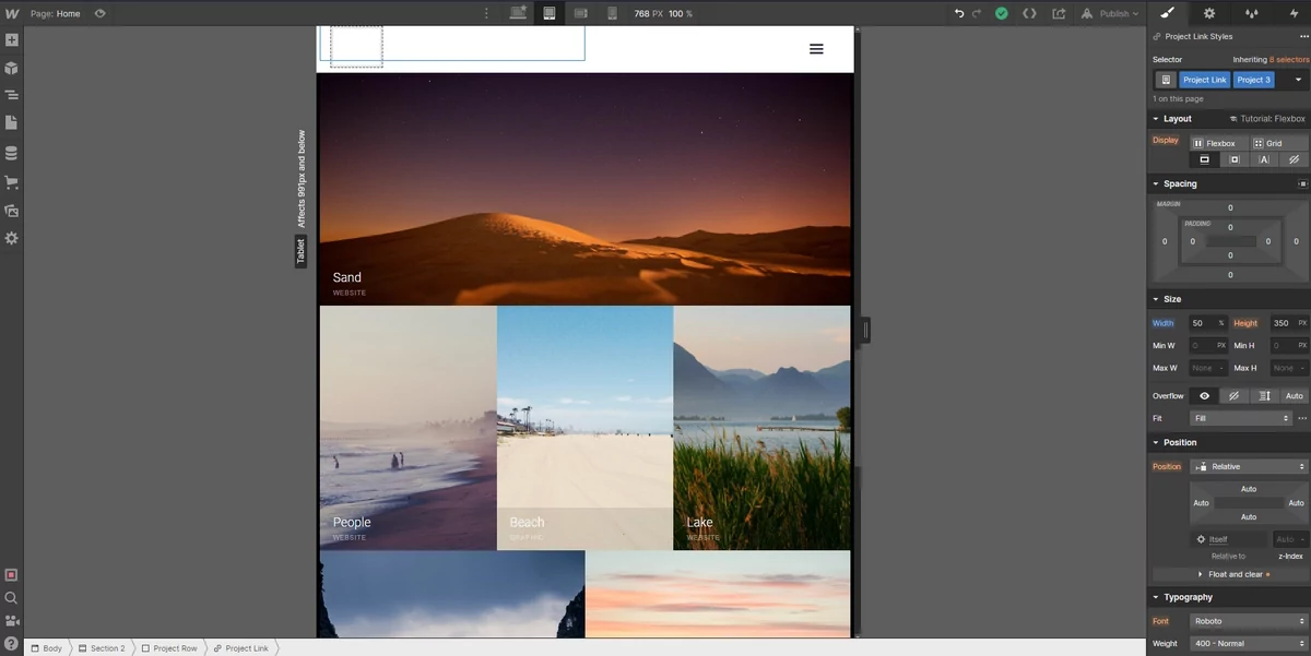 Webflow aperçu tablette © Webflow