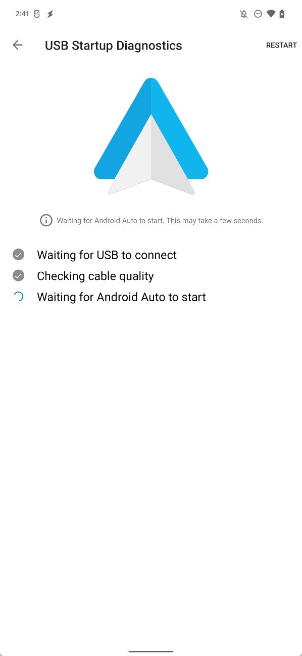 Android Auto vérification USB-C © Mishaal Rahman