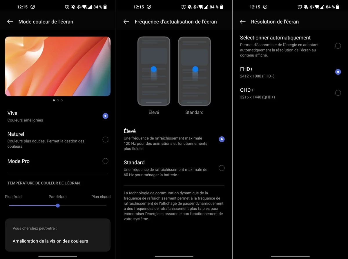 reglage ecran oneplus 10 pro
