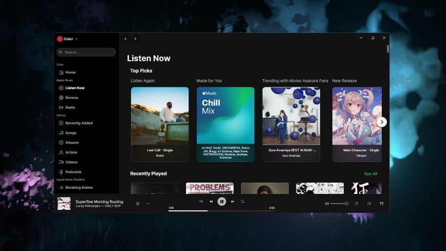 Cider, la nouvelle app qui fait briller Apple Music sur Windows