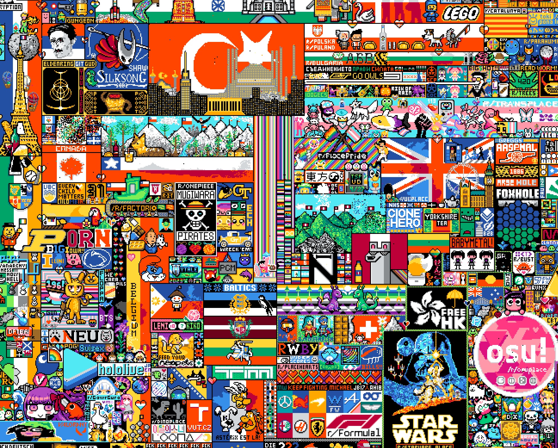 Cette carte interactive vous explique tout sur les différentes oeuvres qui forment la carte r/place