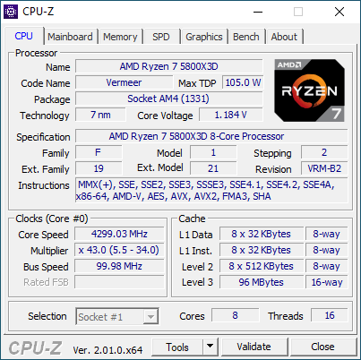AMD Ryzen 7 5800X3D © Nerces