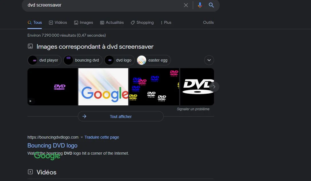 DVD Screensaver Google Easter Egg 