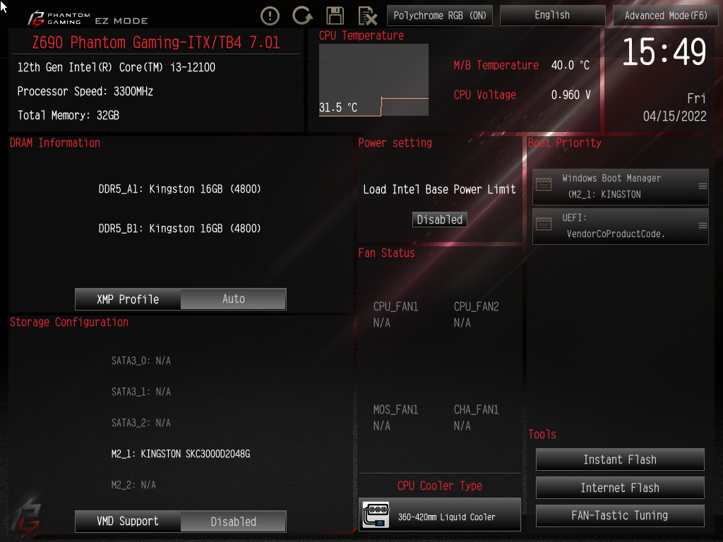 ASRock Z690 Phantom Gaming-ITX/TB4 © Nerces