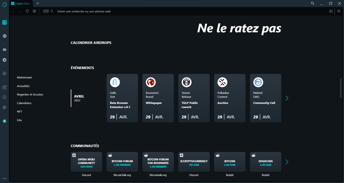 opera crypto browser © clubic.com