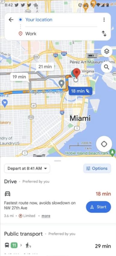 Google Maps transports