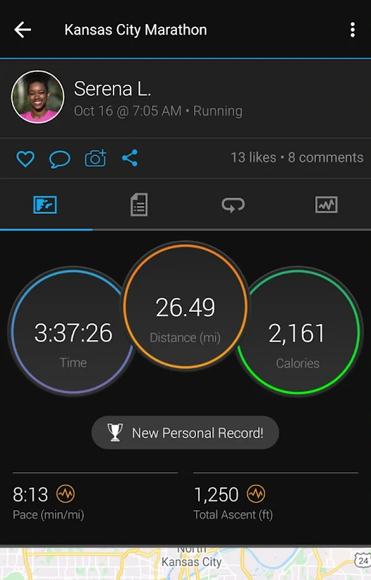 suivi des performances Garmin Connect