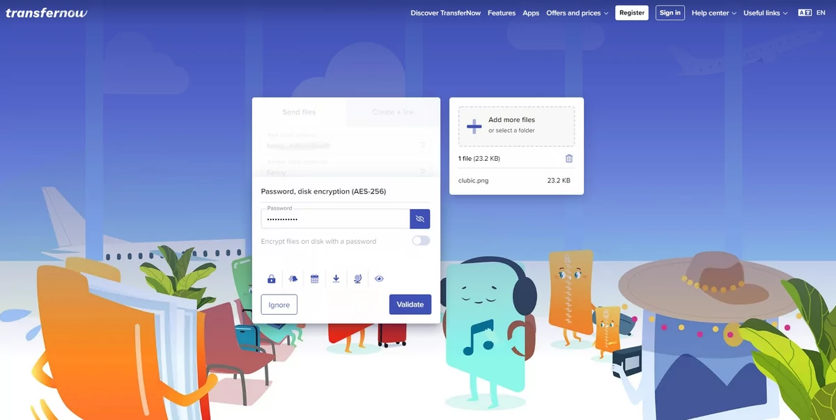 TransferNow mot de passe © TransferNow