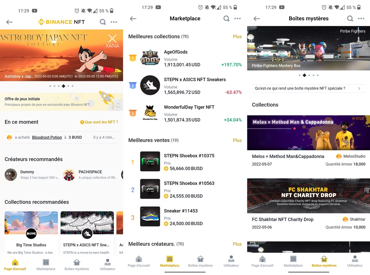 application mobile binance nft