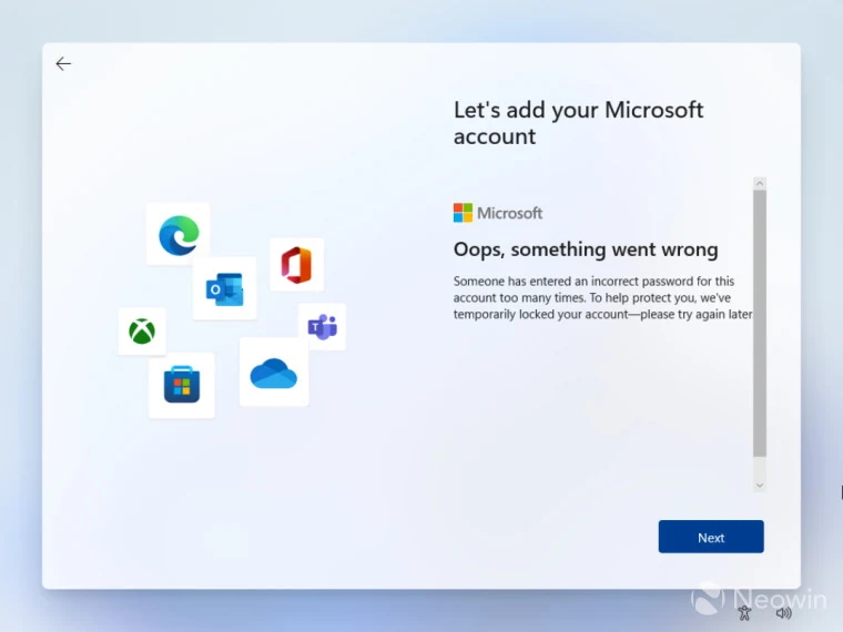 Windows 11 compte Microsoft © Neowin