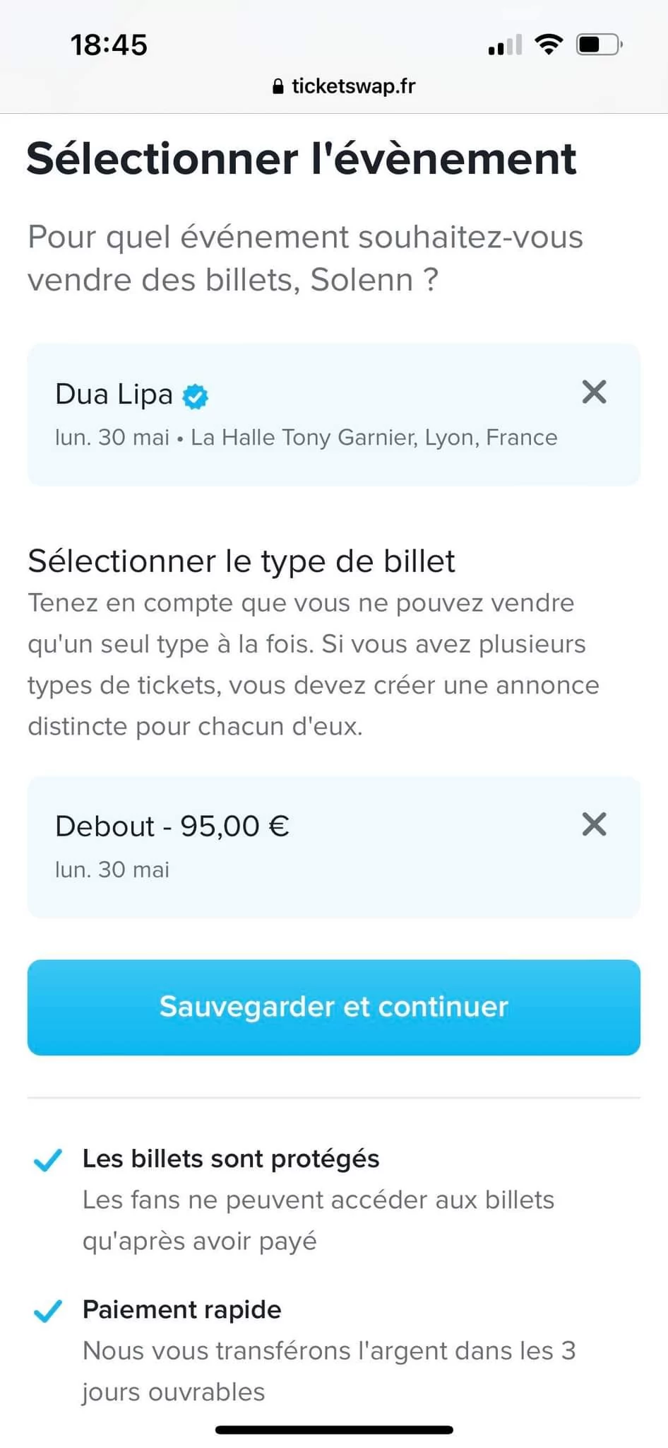 Ticketswap screen