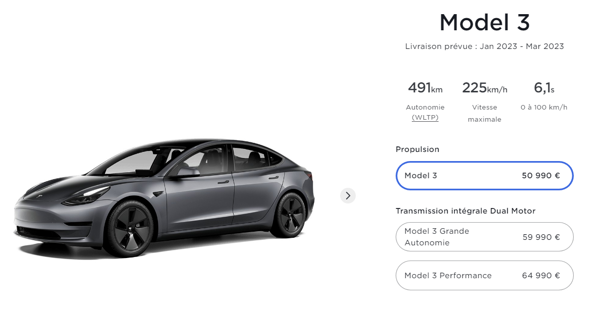 Tesla Model 3 Prix Mai 2022
