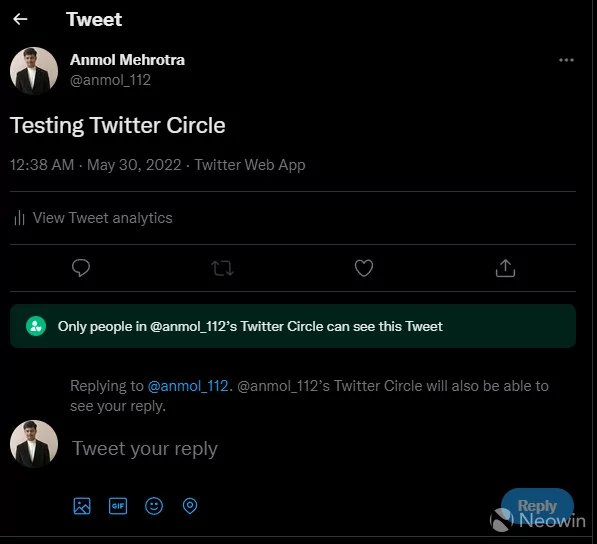 Twitter Cercles © Neowin