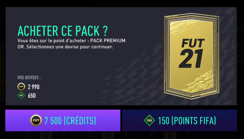 FIFA 21 FUT pack