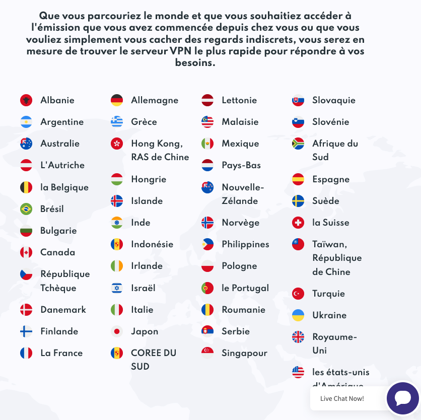 PrivadoVPN serveurs