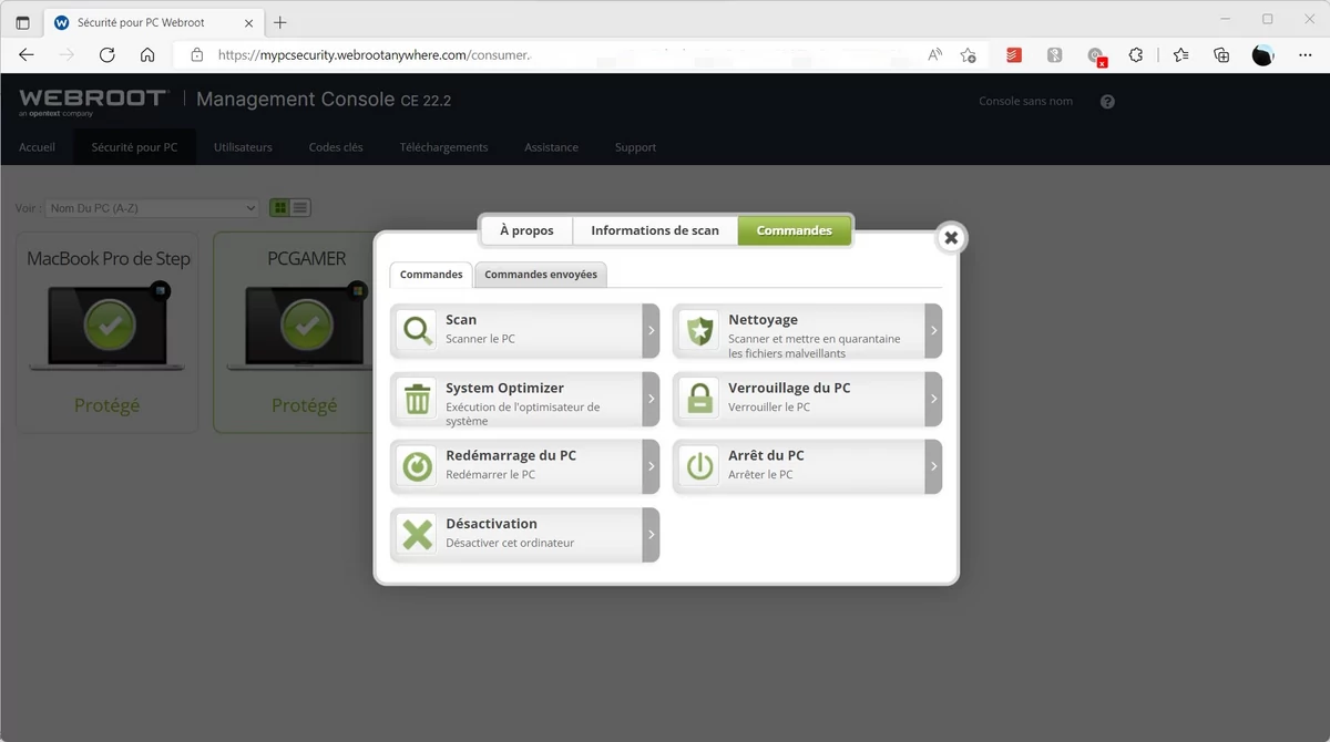 Webroot console web