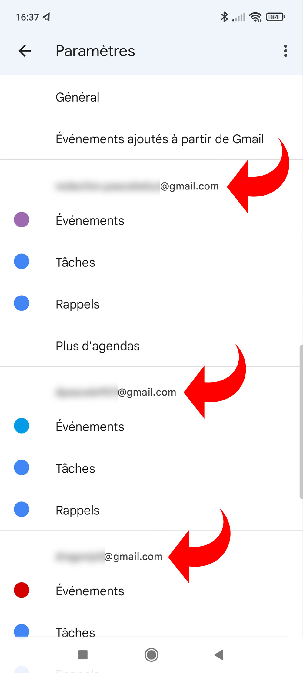 How to choose the color of an event, a task, a reminder in Google