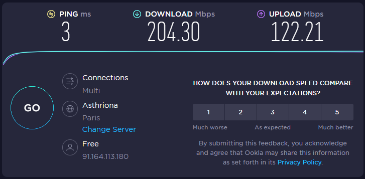 speedtest nordvpn © clubic.com