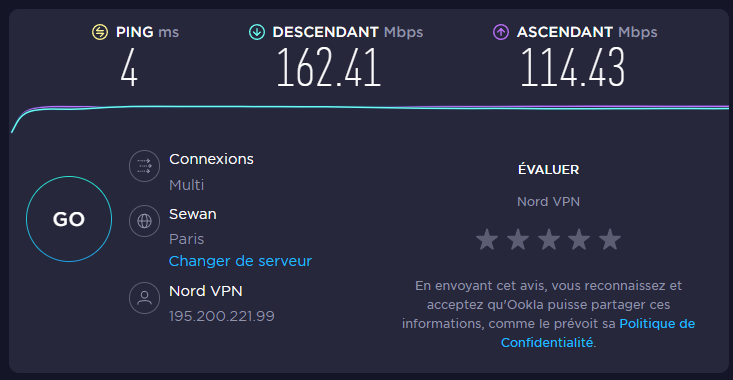speedtest nordvpn © clubic.com