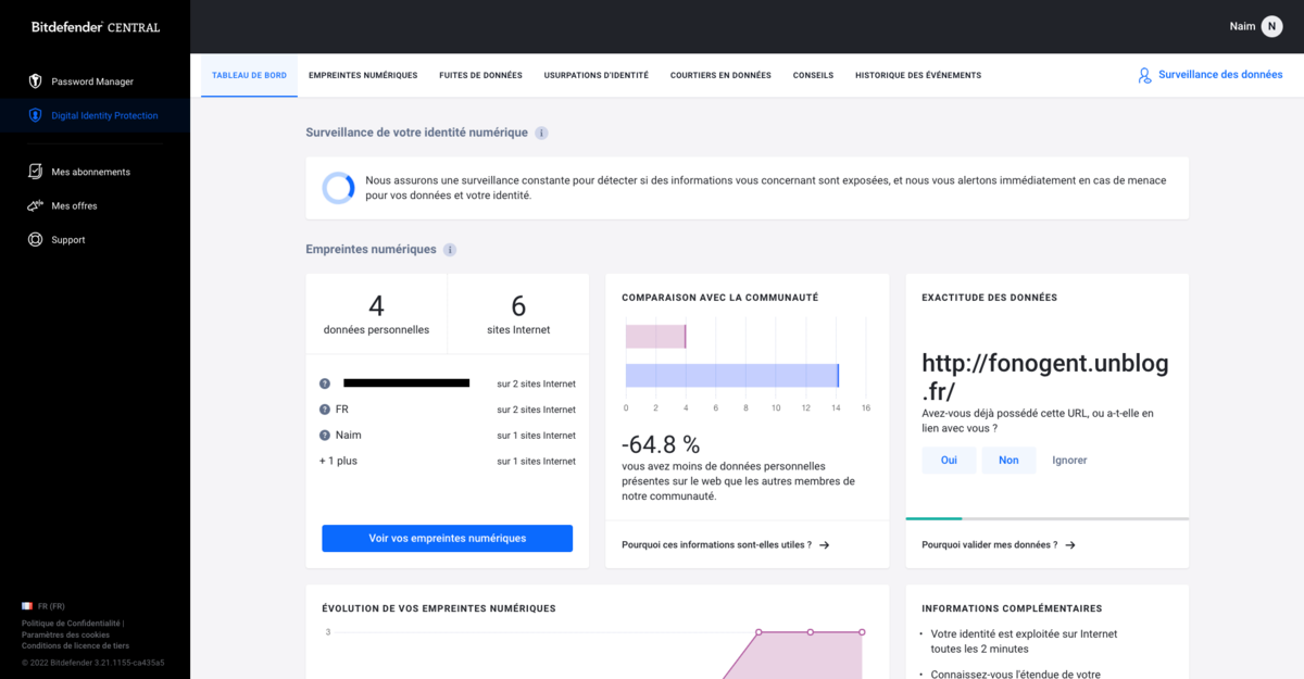 Bitdefender digital identity protection