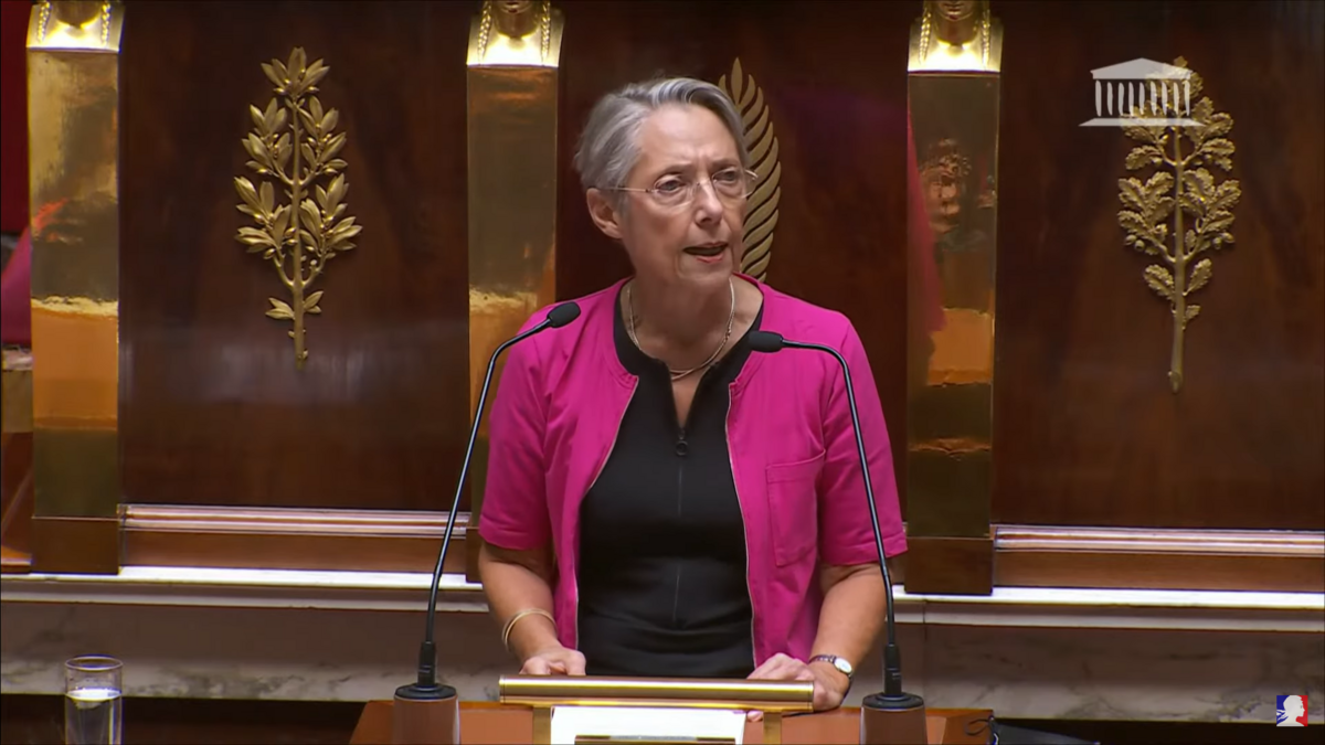 Élisabeth Borne, lors de son discours de politique générale, le 6 juillet 2022 (© Capture d'écran)
