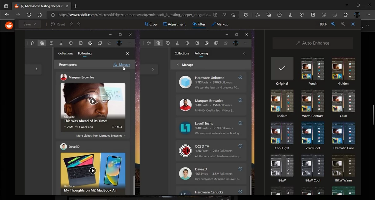 Microsoft Edge édition photo-2 © © Reddit via Windows Latest