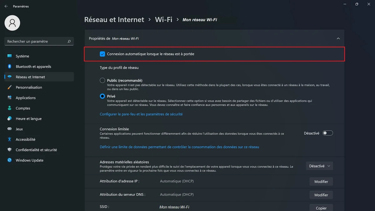 windows 11 connexion Wi-Fi