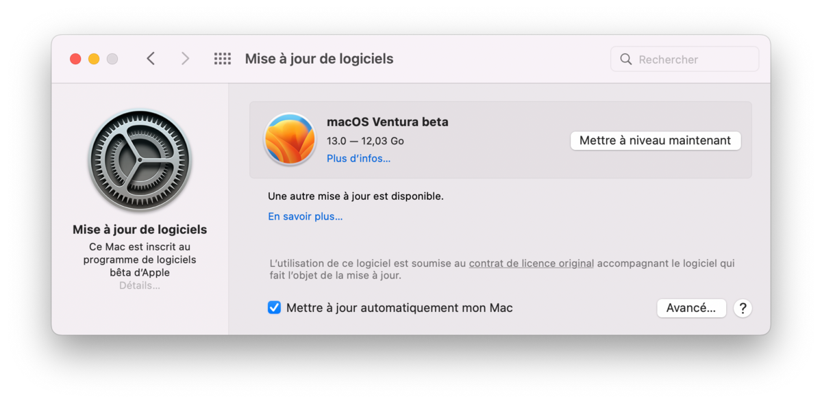 macOS Ventura bêta publique © Mathieu Grumiaux pour Clubic