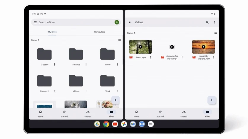 Google Drive Tablette Deux fenetres © © Google