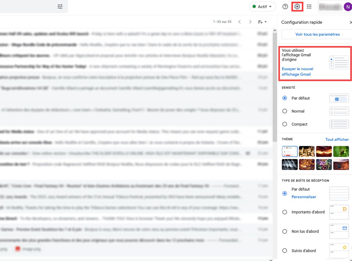 Gmail activer nouvelle interface © Clubic