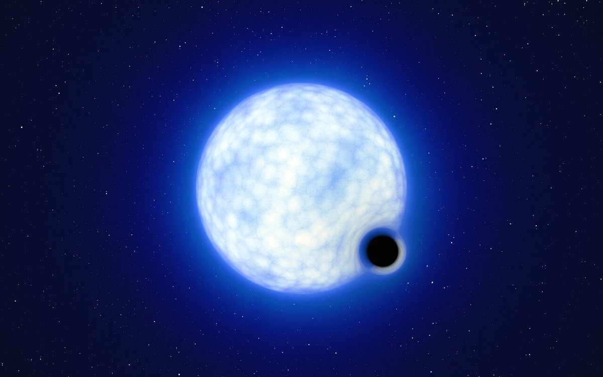 Vue d'artiste trou noir dormant étoile géante bleue © ESO/L. Calçada