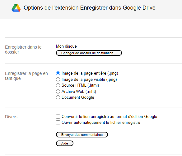 Enregistrer dans Google Drive © Google