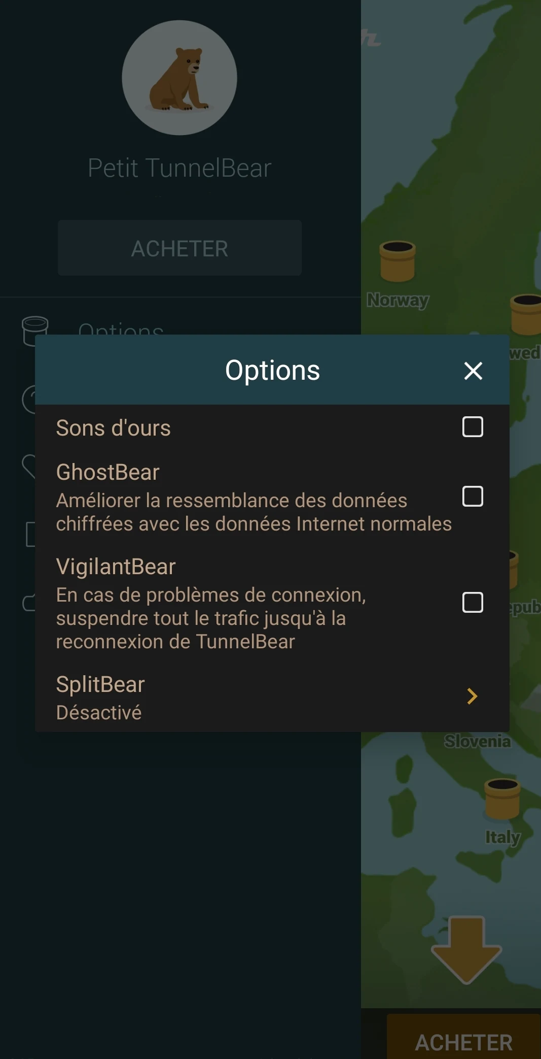 TunnelBear Android © TunnelBear