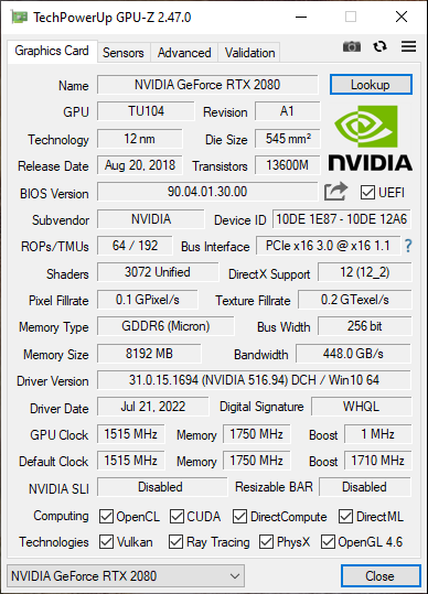 NVIDIA GeForce GTX 2080 © Reddit