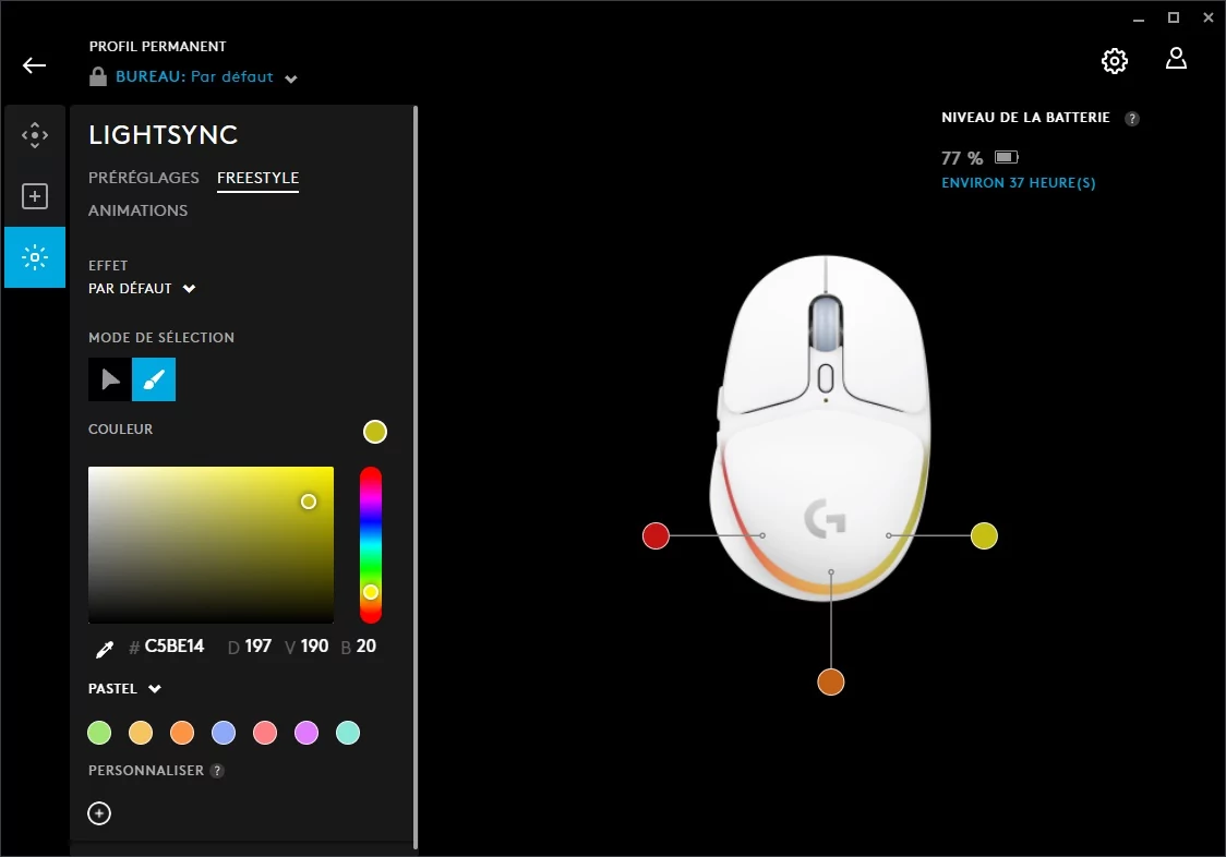 Test Logitech G705 Lightspeed - G HUB © Matthieu Legouge