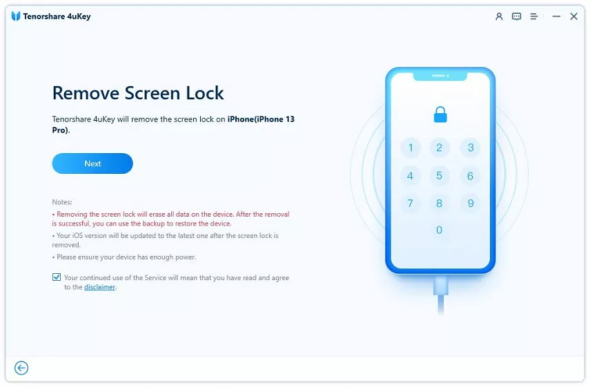 déverrouiller code 4uKey © https://www.tenorshare.com/guide/remove-iphone-passcode.html