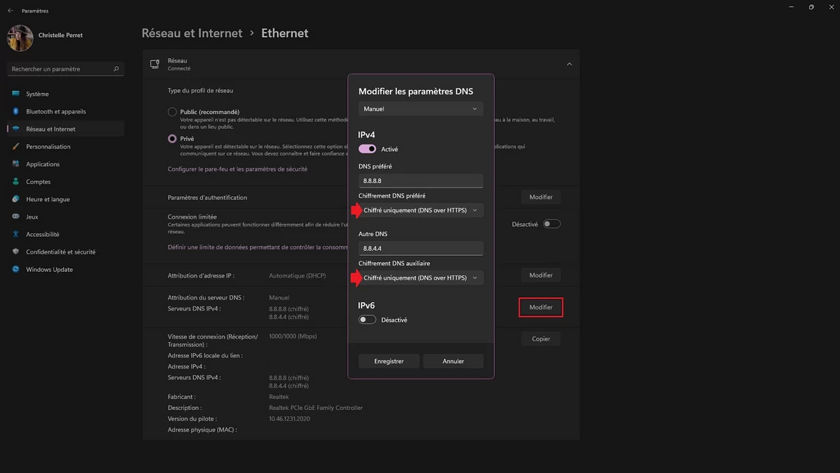 Windows 11 DNS over HTTPS © © Christelle Perret pour Clubic