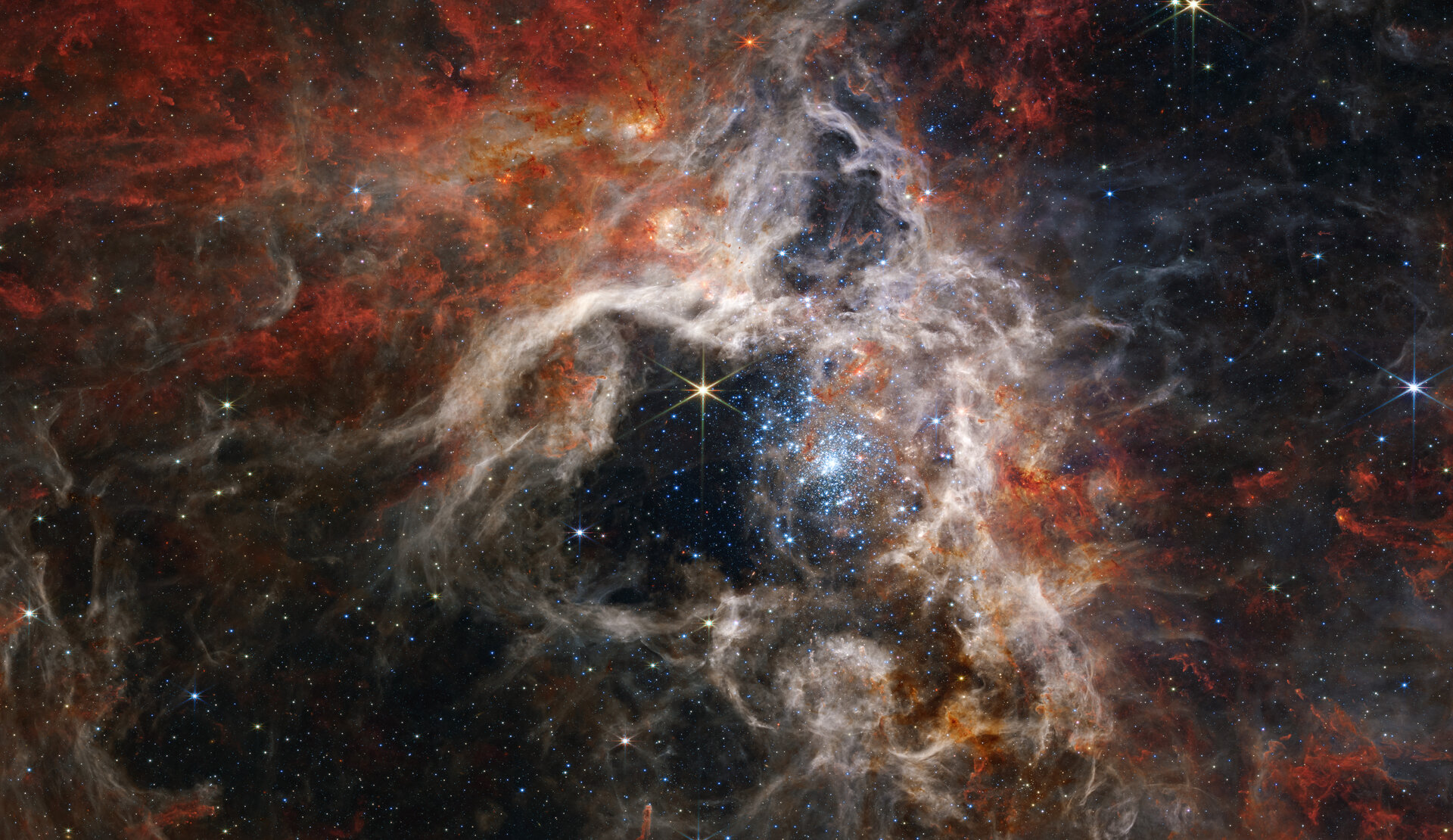 À travers James Webb, la Tarentule brille de milliers de jeunes étoiles encore jamais observées