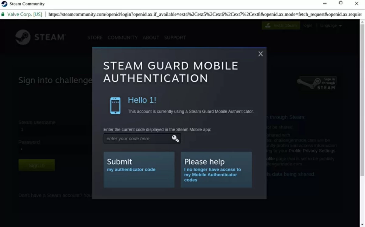 fenêtre Steam authentification © Group-IB