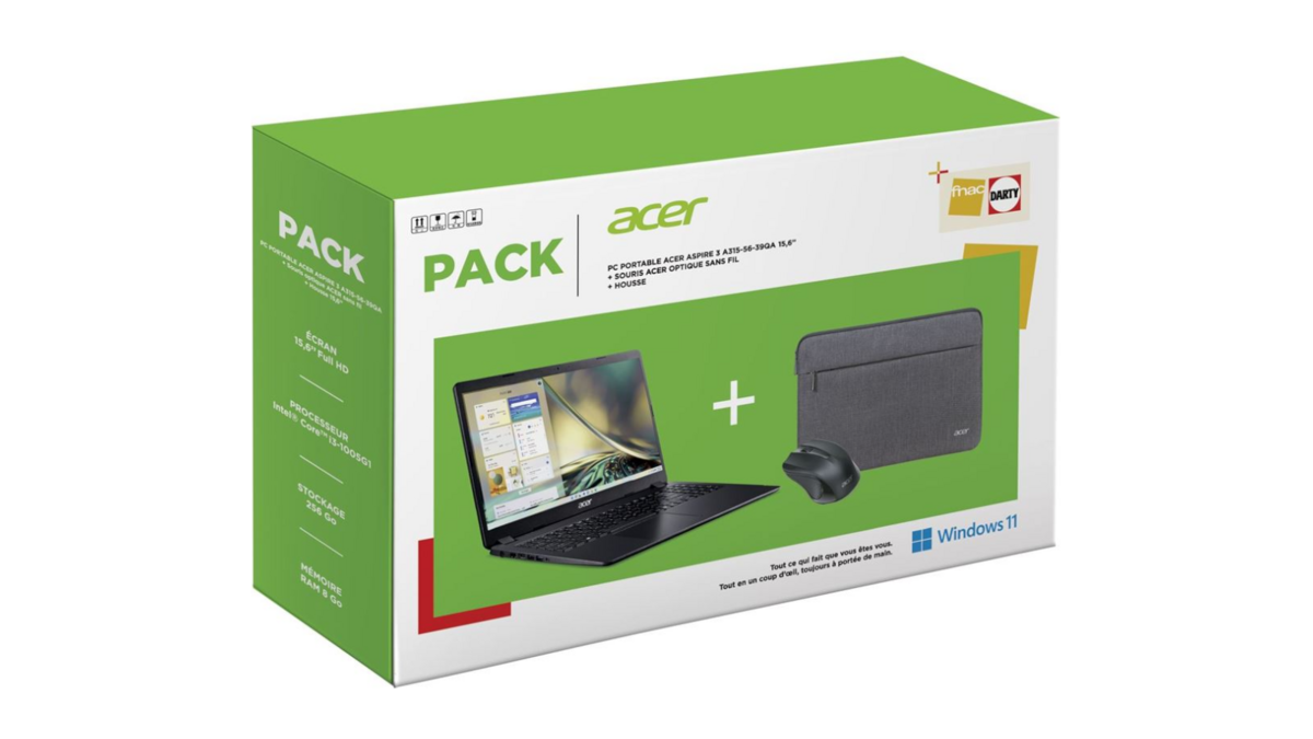 Le pack Acer Aspire 3 A315-56-39QA © Acer
