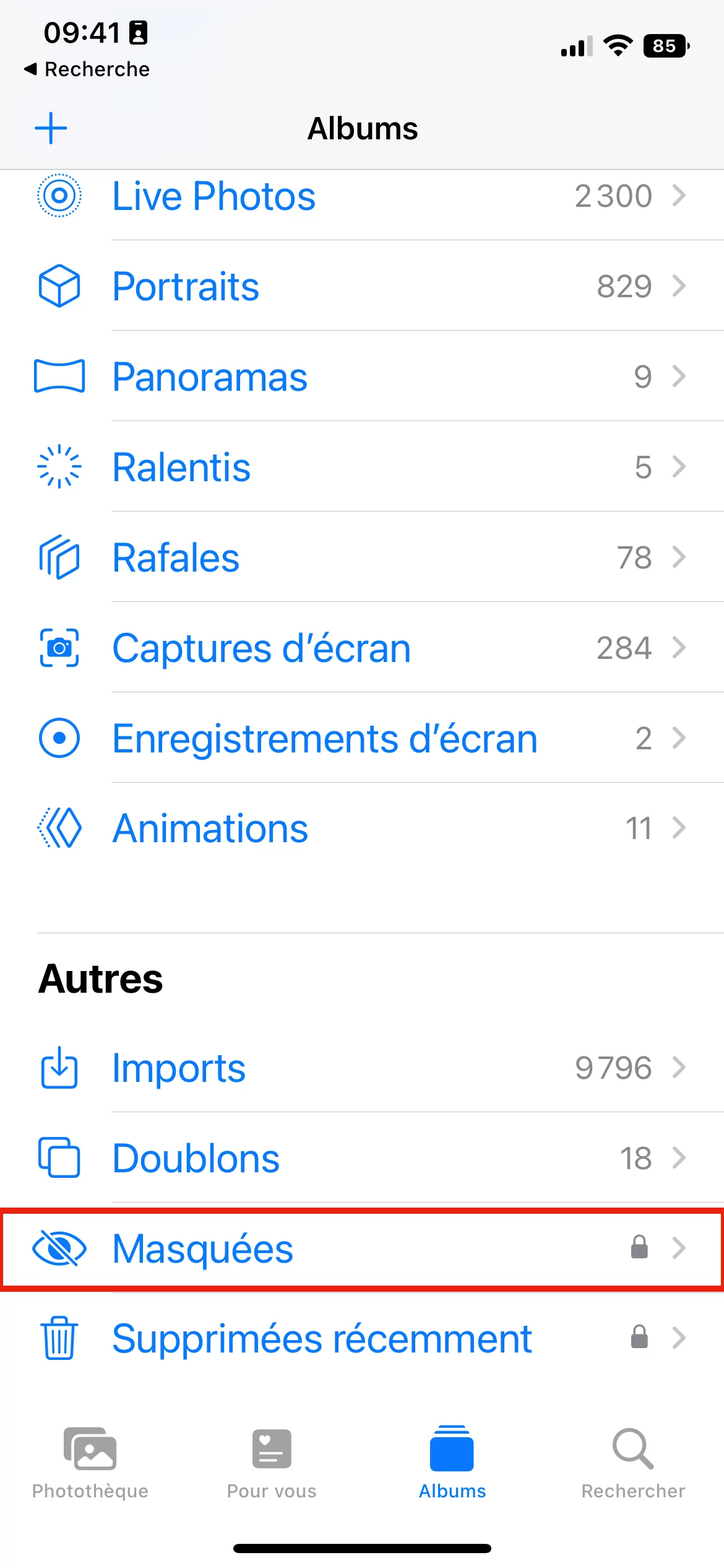 iOS 16 Photos masquées © © Mathieu Grumiaux pour Clubic