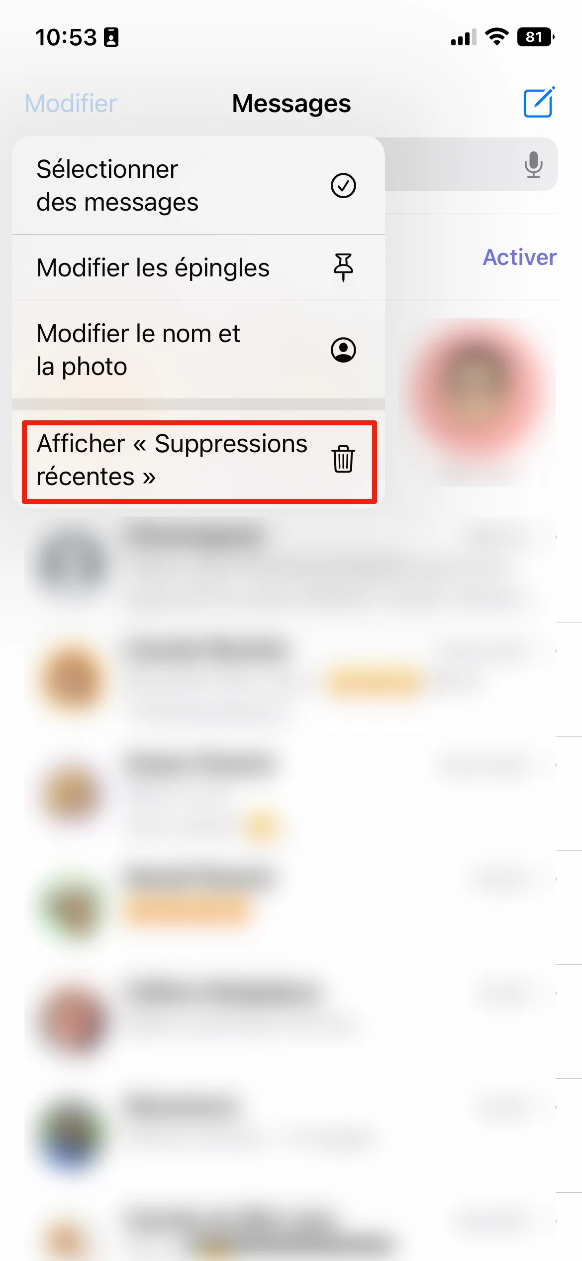 iOS 16 Messages supprimés © © Mathieu Grumiaux pour Clubic
