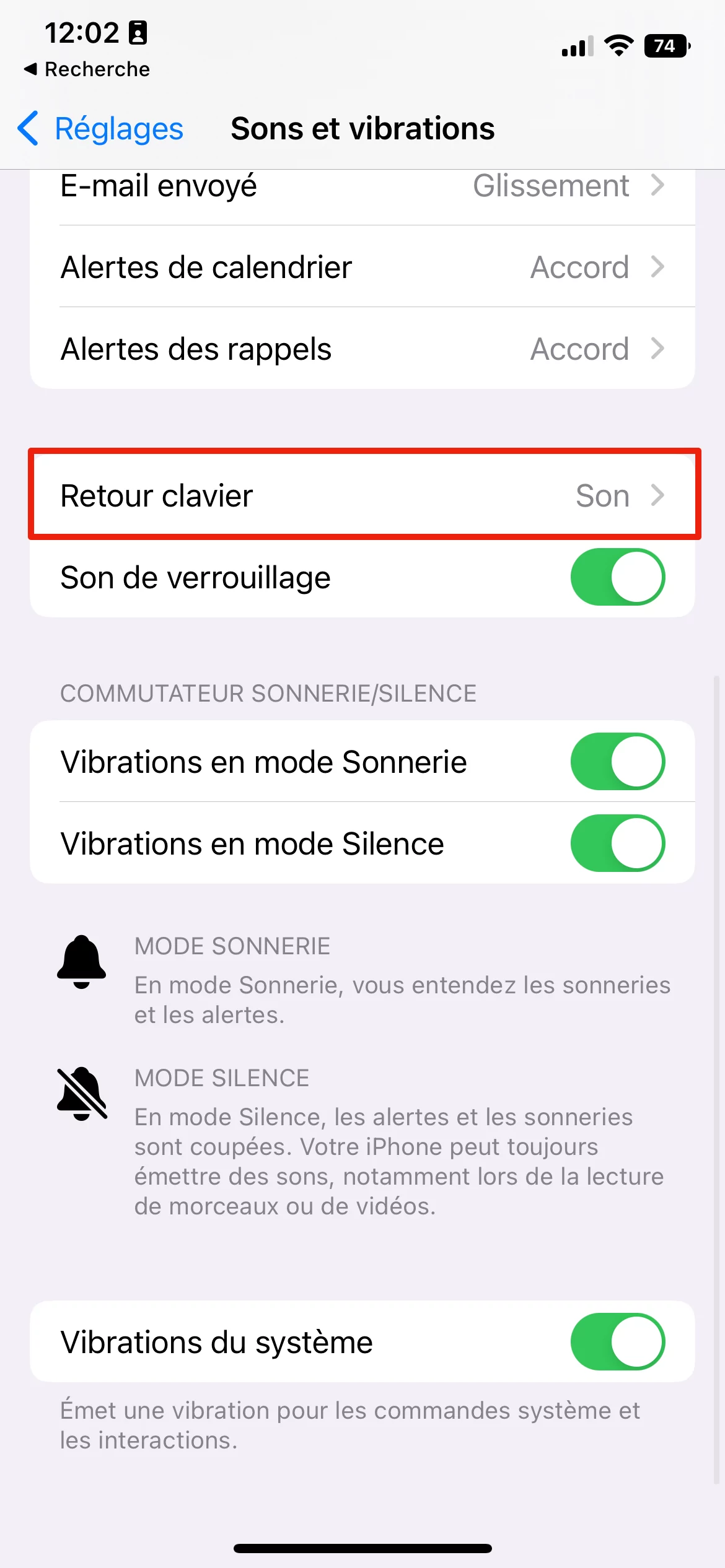 iOS 16 Vibration Clavier © © Mathieu Grumiaux pour Clubic