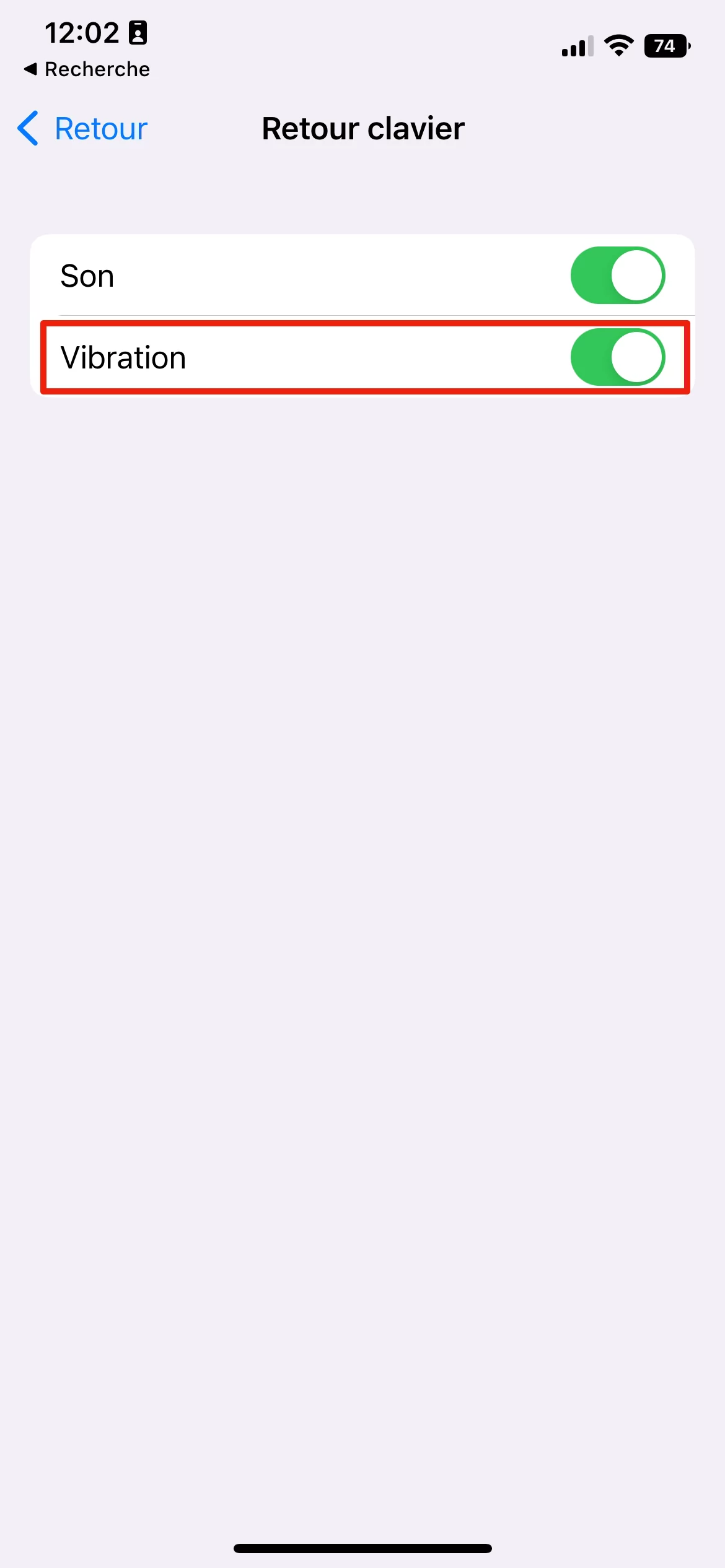 iOS 16 Vibration Clavier © © Mathieu Grumiaux pour Clubic