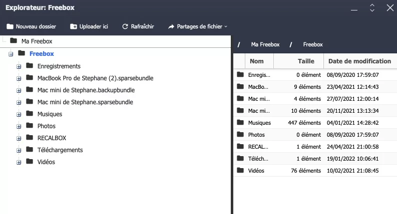 Freebox OS : Explorateur de fichiers © Stephane Ruscher / Clubic.com