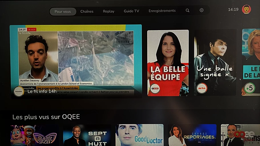 Freebox Pop : l'accueil Oqee © Stephane Ruscher / Clubic.com