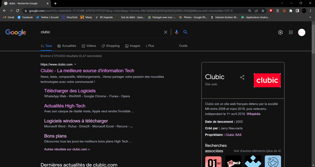google search © clubic.com