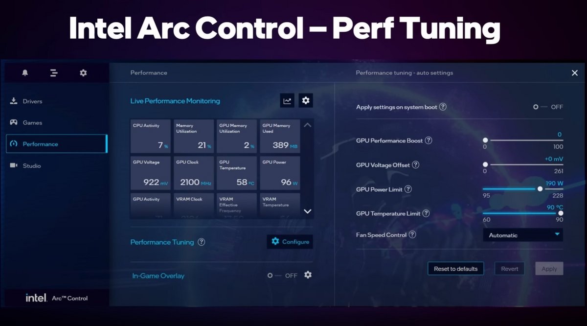 Intel Arc Control - Perf Tuning © Intel