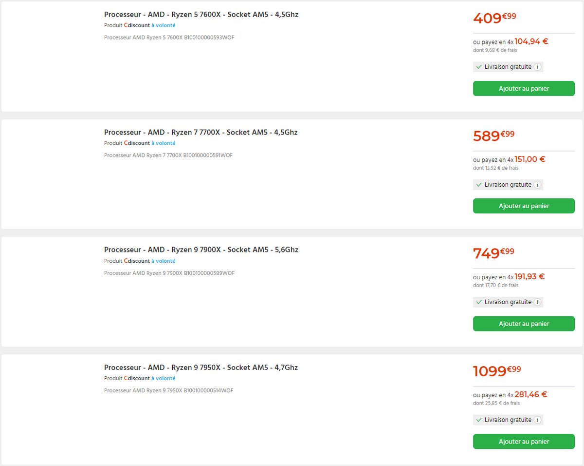 AMD Ryzen 7000 CDiscount © Nerces